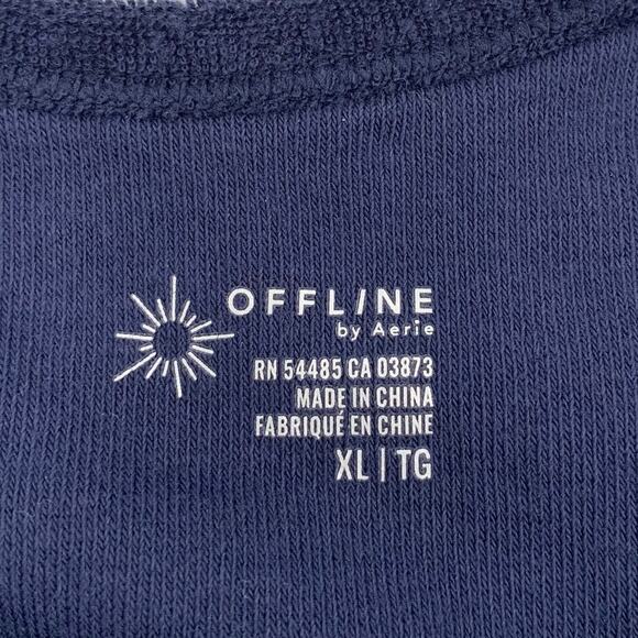 Offline by Aerie Womens XL Summer Lights French Terry Cropped Tank Navy Stretch - Picture 3 of 9
